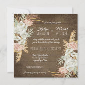 Invitation Pampas Palm Folid Orchid Floral Rustique Mariage (Devant)