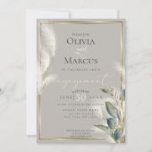 Invitation Pampas Pampas Fiançailles en laiton Anthurium turq (Devant)
