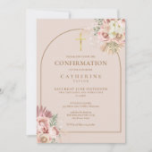 Invitation Pampas Pampas Pampas Arc en Or Rose Confirmation F (Devant)