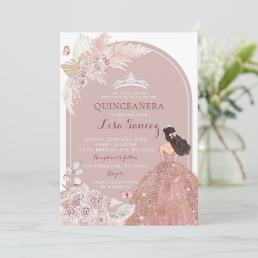 Invitation Pampas Pampas Passe Pampas Passe Quinceañera Invit (Debout devant)