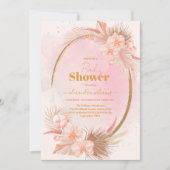 Invitation Pampas Pampas Pâtes Rose Baby shower fille (Devant)