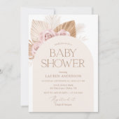 Invitation Pampas Pampas Pâtes Rose Baby shower fille (Devant)