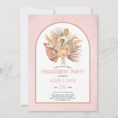 Invitation Pampas pelouse et palmier doux rose fiançailles (Devant)