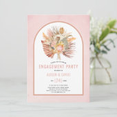 Invitation Pampas pelouse et palmier doux rose fiançailles (Debout devant)