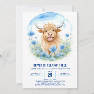 Invitation Pampas Pique-nique avec Highland Cow Anniversaire
