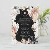 Invitation Pampas Premium | Monogramme d'huile d'or | Onyx no (Debout devant)