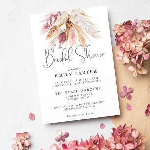Invitation Pampas rose blanc Fête des mariées Bouquet en herb