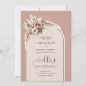 Invitation Pampas rose classique invite mariage floral (Devant)