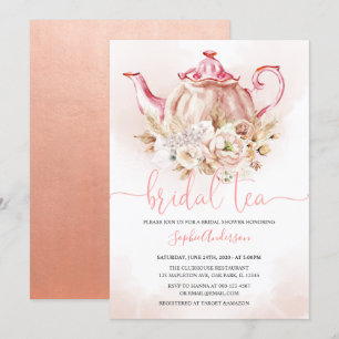 Invitation Pampas Rose Doux Fête des mariées de thé à l'herbe
