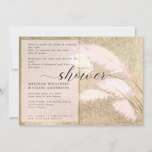 Invitation Pampas Rose en or (Devant)