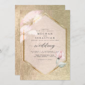 Invitation Pampas Rose en or Blush Floral en laiton (Devant / Derrière)