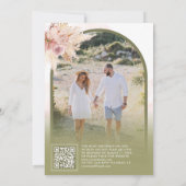 Invitation Pampas rose floral Cactus QR Code Mariage photo (Dos)