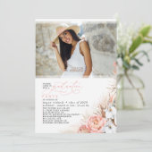 Invitation Pampas rose Floral Graduation Photo (Debout devant)