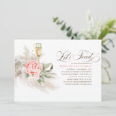 Invitation Pampas rose Floral Grass Green Party (Debout devant)