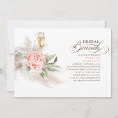 Invitation Pampas rose Floral Grass Greenery Brunch nuptial (Devant)
