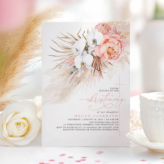 Invitation Pampas rose Floral Grass moderne Christine
