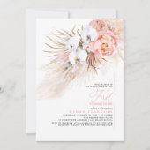 Invitation Pampas rose Floral Grass Première communion (Devant)