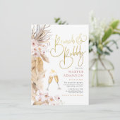 Invitation Pampas rose Floral Pampas Grass Brunch & Bubbly (Debout devant)