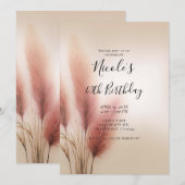 Invitation Pampas rose Grass Bohème Bohème fête d'anniversair (Devant / Derrière)
