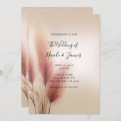 Invitation Pampas rose Grass Bohême Mariage Boho (Devant / Derrière)