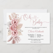 Invitation Pampas rose Grass Boho Oh Baby shower (Devant)