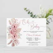 Invitation Pampas rose Grass Boho Oh Baby shower (Debout devant)