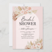 Invitation Pampas rose Grass Floral Douche nuptiale invitatio (Devant)