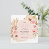 Invitation Pampas rose pâle Boho Floral Carré mariage (Debout devant)