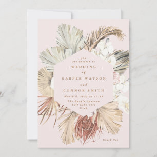 Invitation Pampas rose séché Herbe Floral Tropical Jungle