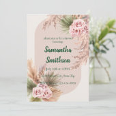 Invitation Pampas roses et Fleurs (Debout devant)