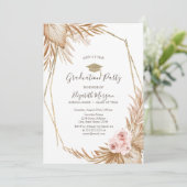 Invitation Pampas Roses  Grad Casquette, Diplôme (Debout devant)