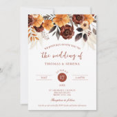 Invitation Pampas Rust Grass Chute QR Code Tout en un Mariage (Devant)