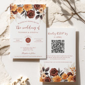 Invitation Pampas Rust Grass Chute QR Code Tout en un Mariage