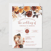 Invitation Pampas Rust Grass Chute QR Code Tout en un Mariage (Devant)