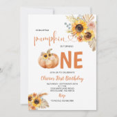 Invitation Pampas Rust Grass Orange Citrouille 1er Anniversai (Devant)