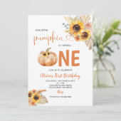 Invitation Pampas Rust Grass Orange Citrouille 1er Anniversai (Debout devant)