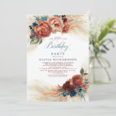 Invitation Pampas Rust Grass Terracotta Automne Anniversaire (Debout devant)