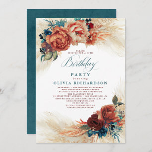 Invitation Pampas Rust Grass Terracotta Automne Anniversaire