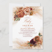 Invitation Pampas Rust Grass Terracotta Baby shower Floral (Devant)