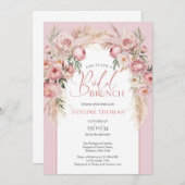 Invitation Pampas Rustic Blush rose pampas brunch nuptial (Devant / Derrière)