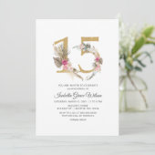 Invitation Pampas Rustique Boho Gold QUINCEANERA (Debout devant)