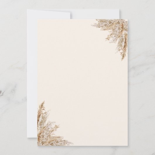 Invitation Pampas rustique boho vintage mariage (Dos)