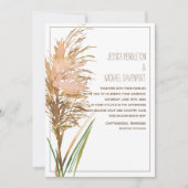 Invitation Pampas rustique Grass sur Mariage blanc (Devant)