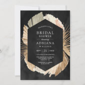 Invitation Pampas Rustique Séché Palm Fête des mariées noire (Devant)