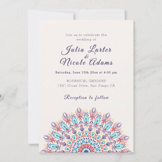 Invitation Pampas sec en plumes doux Mariage Mandala Grass (Devant)