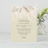 Invitation Pampas Soft Yellow Simple Mariage (Debout devant)