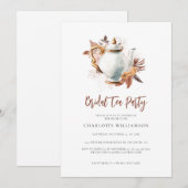 Invitation Pampas Teapot de basse Teapot fête de thé nuptiale (Devant / Derrière)