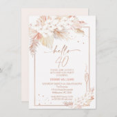 Invitation Pampas Verre en laiton Hello 40 Anniversaire Invit (Devant / Derrière)