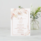 Invitation Pampas Verre en laiton Hello 40 Anniversaire Invit (Debout devant)