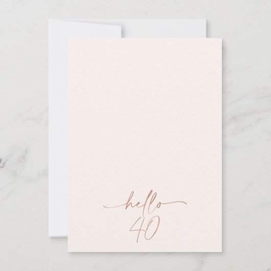 Invitation Pampas Verre en laiton Hello 40 Anniversaire Invit (Dos)